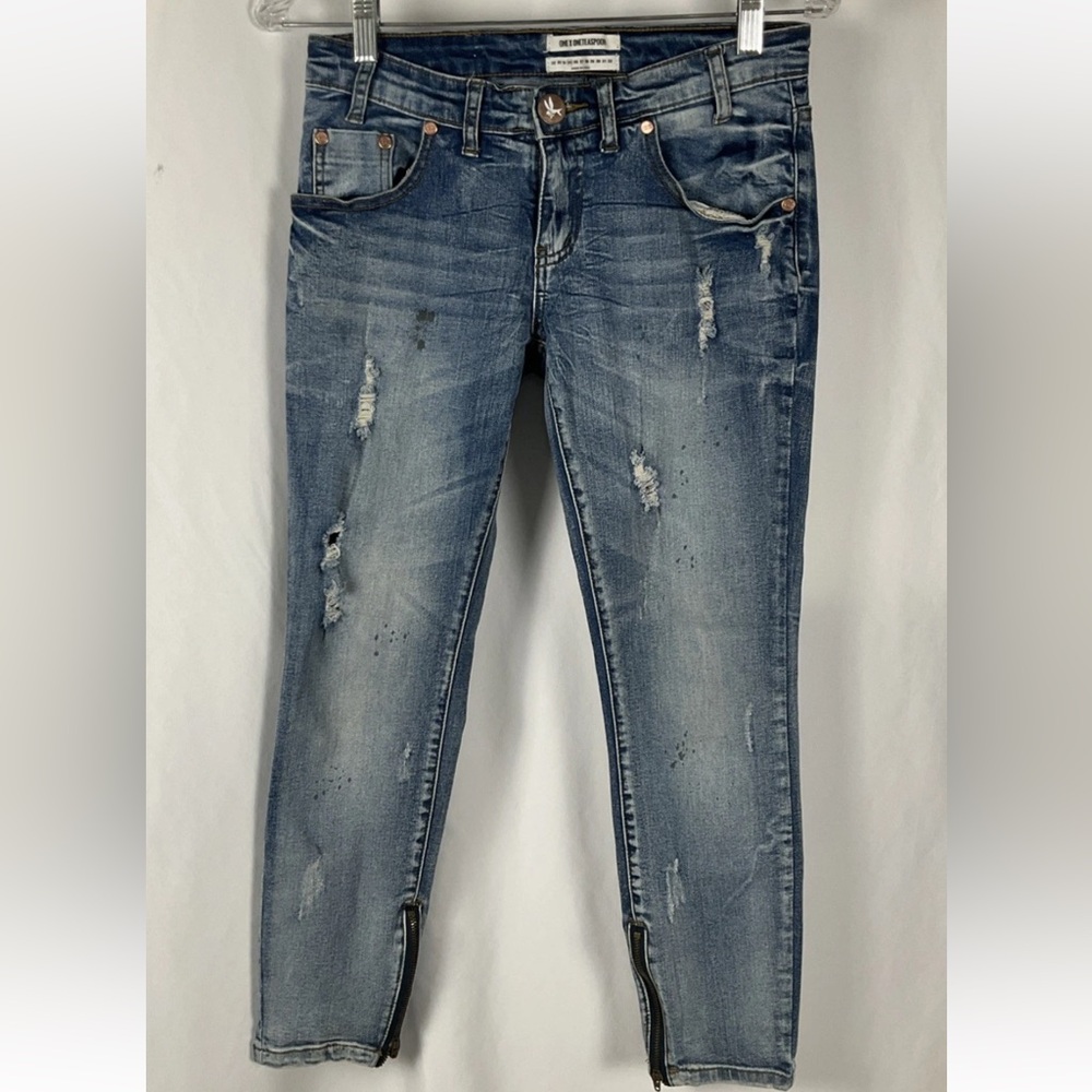 One X One Teaspoon‎ Freebird II Jeans Size 25 Low Rise Zip Ankle Distressed